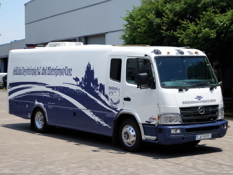 Professional truck lettering and striping work in progress