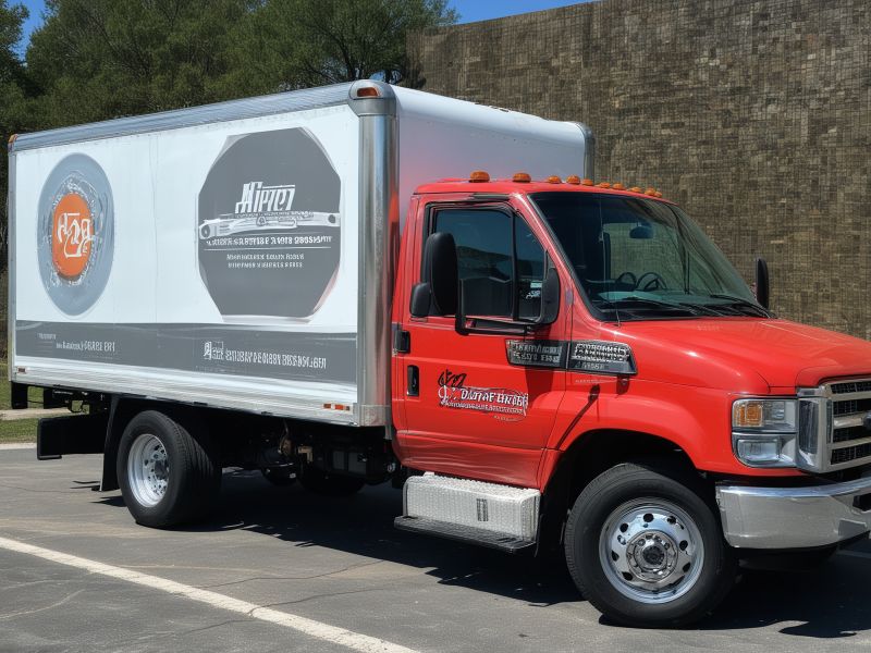 Commercial delivery truck with professional branding and lettering